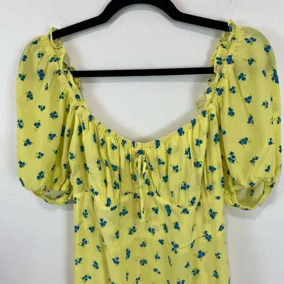 Faithfull the Brand Bette Midi Dress Lemon Print Cottagecore Euro Summer S - Picture 3 of 10